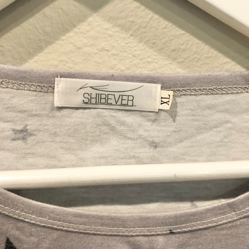 SHIBEVER Gray Star Pattern Long Sleeve Top - Picture 3 of 6
